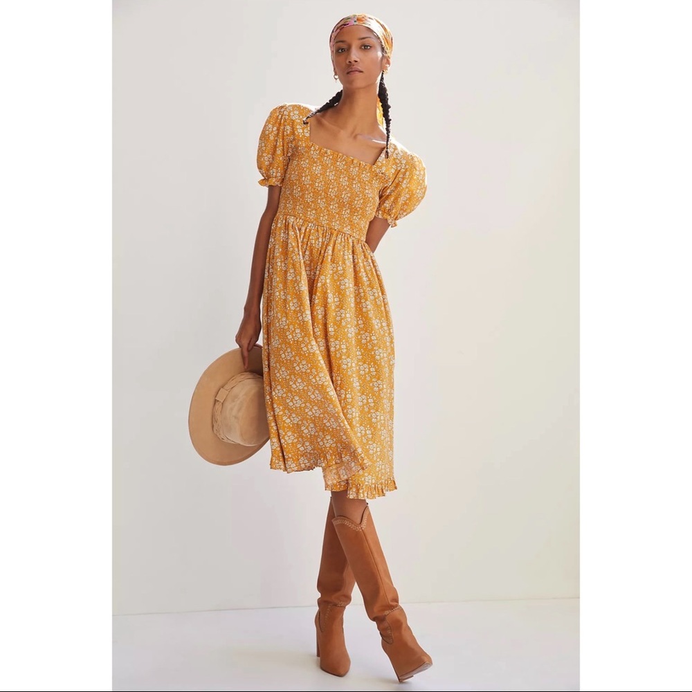Anthropologie Smocked Midi Dress Size Petite XL NWT